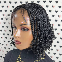 Short Curly Twist Braid Twisted Braids Braided Lace Front Wigs For Black Women