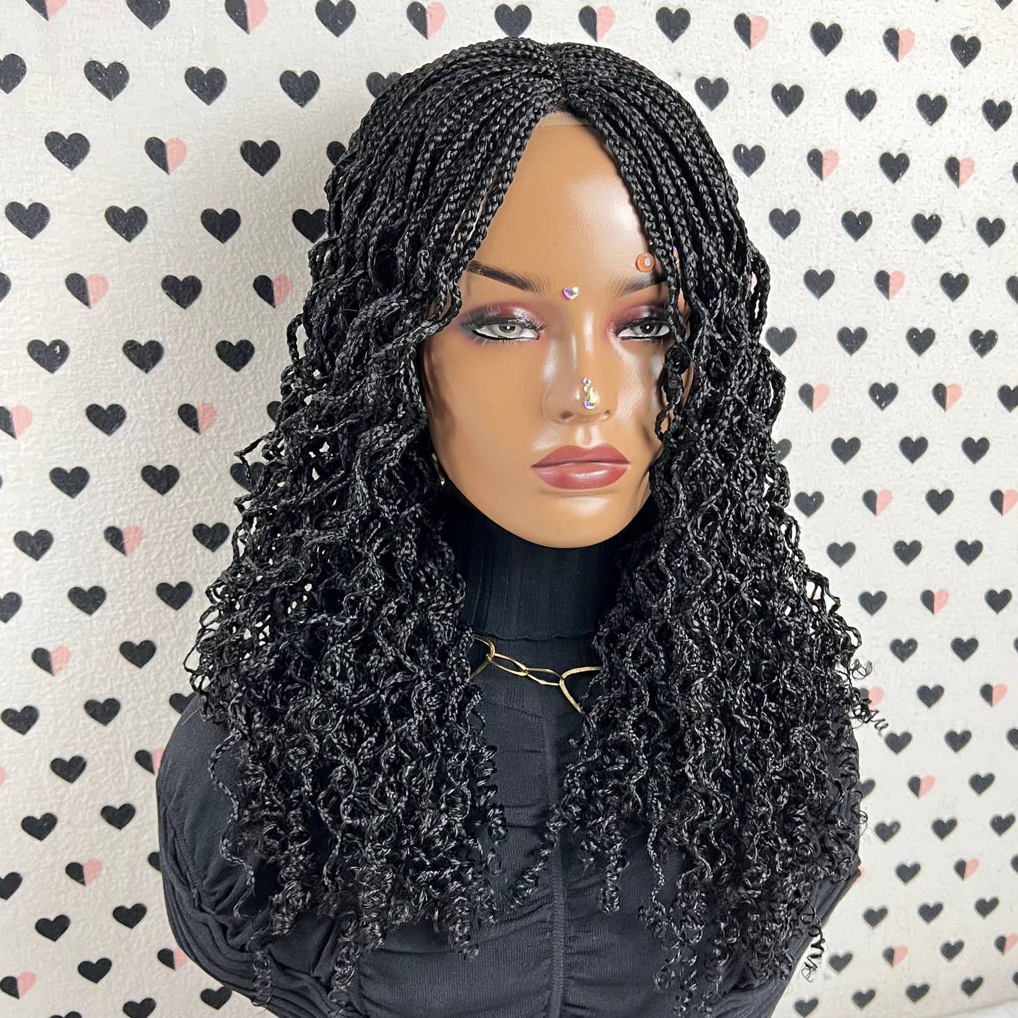 Wavy Curls Curly Braided Wig Small Braids Box Braid Lace Front Wigs 20 Inches