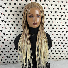 C Cut Cornrow Feedin Box Trenzas Trenzas Delanteras De Encaje Trenzado Pelucas Color 27/613 Ombre