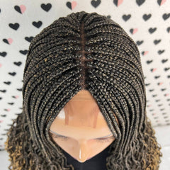 Wavy Curls Box Braid Braided Lace Front Frontal Wig With Curly Ends 1b/27 Ombre