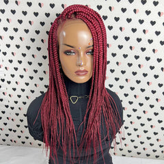 Pelucas trenzadas del frente del cordón de la peluca de las trenzas de la caja frontal del cordón 13x4 para las mujeres negras rojas