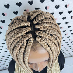 Short Box Braid Braided Wig Braids Lace Front Wigs Color 27/613 Ombre 18 inches