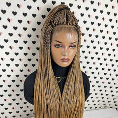 Peluca trenzada larga trenzada trenzada media senegalesa con giro frontal de encaje 13x4