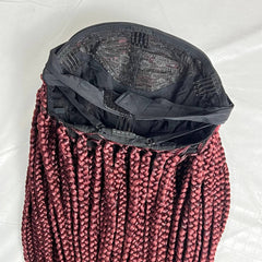 Diadema peluca trenzada banda para la cabeza peluca caja trenzas pelucas para mujeres negras rojo burdeos