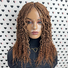 Curly Wavy Curls Lace Closure Frontal Goddess Box Braids Braided Lace Wigs