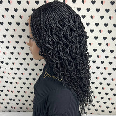 Wavy Curls Curly Braids Cornrows Box Braided Wigs For Black Women Closure Wig