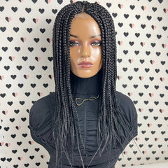 Short Box Braid Braided Wig Braids Lace Front wigs Color 1b Black 14 inches