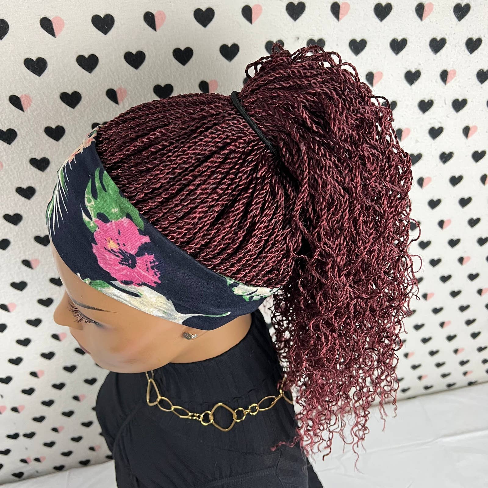 Twist Curly Braids Headband Wig Braided Head Band Twisted Small Braid Wigs Red