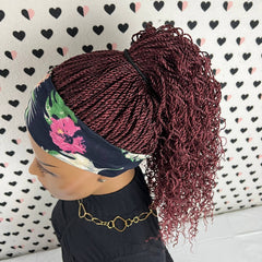 Trenzas rizadas torcidas, peluca con diadema, banda para la cabeza trenzada, pelucas trenzadas pequeñas retorcidas, color rojo