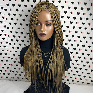 Pelucas rubias doradas del frente del cordón trenzado de la trenza de la caja de las trenzas medianas para las mujeres negras