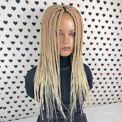 Short Box Braid Braided Wig Braids Lace Front Wigs Color 27/613 Ombre 18 inches