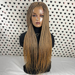 Peluca trenzada larga trenzada trenzada media senegalesa con giro frontal de encaje 13x4