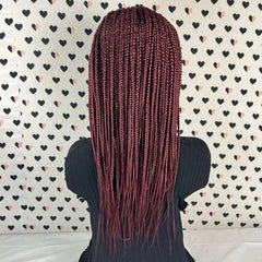 Diadema peluca trenzada banda para la cabeza peluca caja trenzas pelucas para mujeres negras rojo burdeos