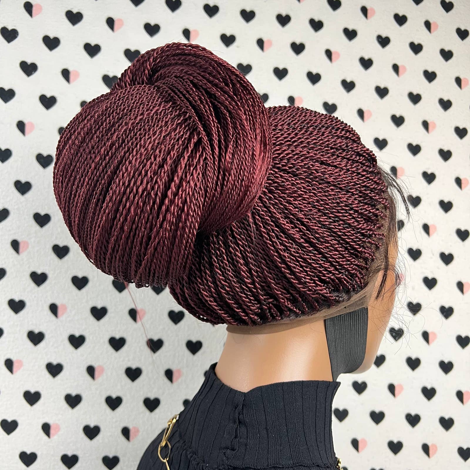 Ponytail High Bun Tiny Twist Braids Wig Braided Full Lace Wigs For Black Women