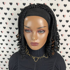 Peluca con diadema trenzada rizada para mujeres negras con rizos