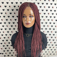 Cornrow Wig Box Braid Braided Small Braids Lace Front Wig Color Burgundy Red