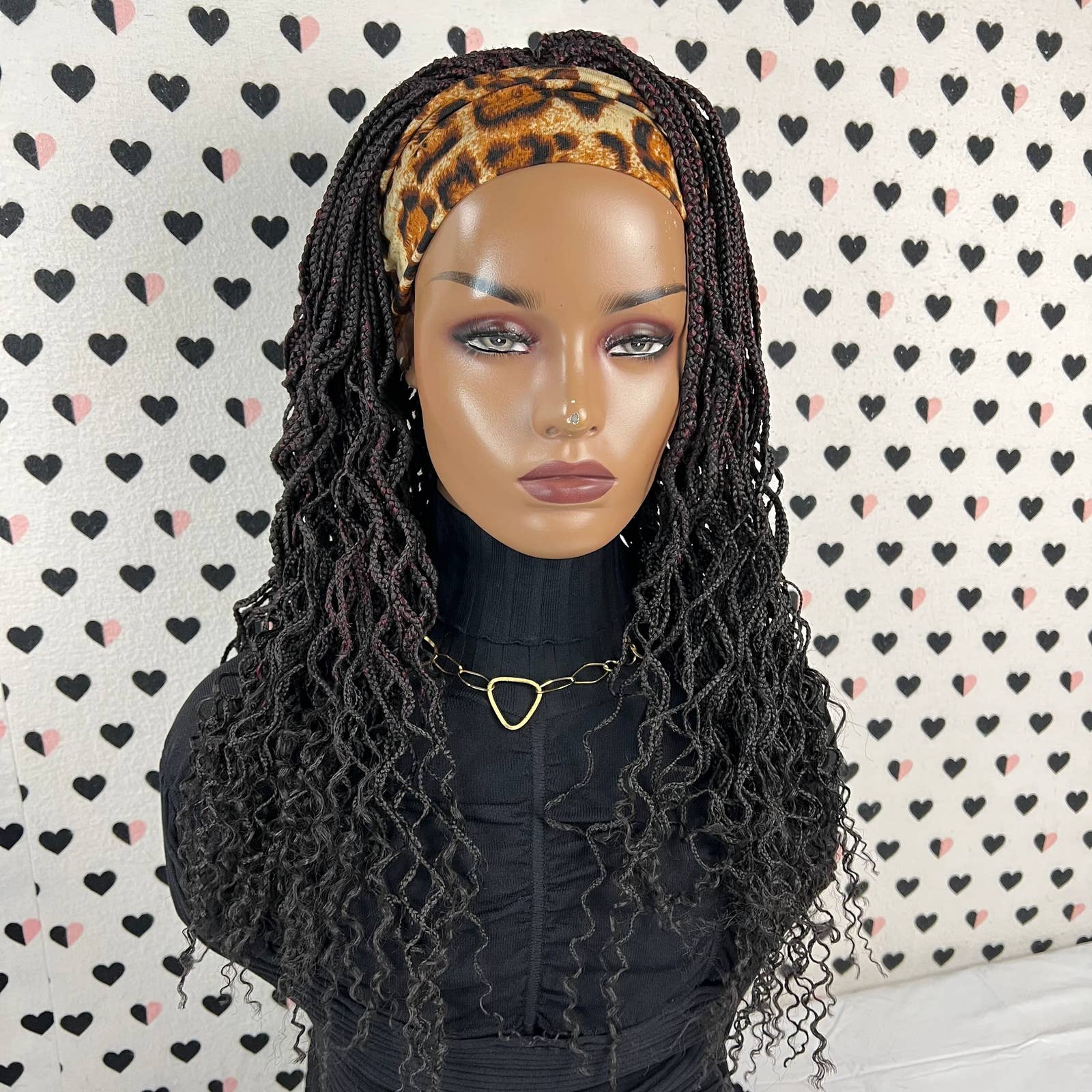 Wavy Curly Braids Headband Wig Braided Head Band Wig Small Braid Box Braids Wigs