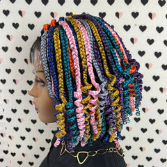 Multicolor Short Curls Curly Box Braids Braided Lace Front Wig For Black Women