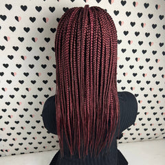 Short Box Braid Braided Big Braids Lace Front wig Color 39 Burgundy Red 14 inche