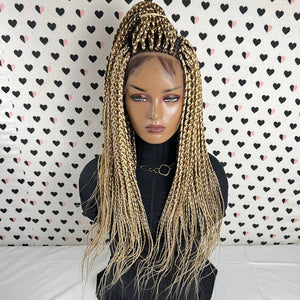 13x4 Lace Frontal Hand Braided Handmade Braidwigs Box Braid Wig Color 613/30