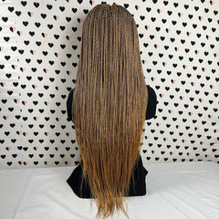 Peluca trenzada larga trenzada trenzada media senegalesa con giro frontal de encaje 13x4