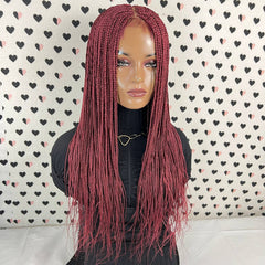 Ready To Ship Braided Wig Lace Frontal Small Box Braids Lace Front Wig 24 Inches