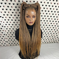 Peluca trenzada larga trenzada trenzada media senegalesa con giro frontal de encaje 13x4