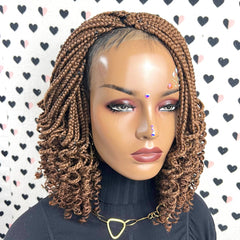 Short Curls Curly Box Braids Braided No Part Lace Front Wig For Black Women