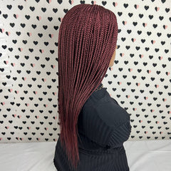 Cornrow Feeding Box Braids Braided Lace Front Wig Braid wigs Color Burgundy Red