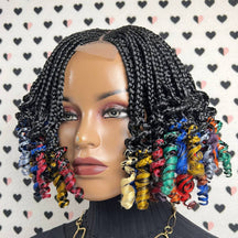 Pelucas trenzadas de las trenzas de la caja rizada de los rizos cortos para las mujeres negras Negro Multi