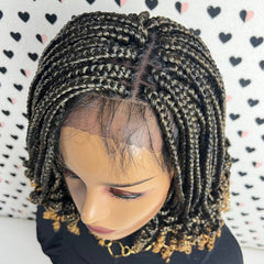 Ready To Ship Box Braid Braided Lace Front Wig order With Curly Ends Color 1b/27 Ombre