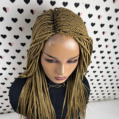 Medium Braids Box Braid Braided Lace Front Wig Golden Blonde Wigs For Black Women