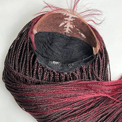 Ready To Ship Braided Wig Lace Frontal Small Box Braids Lace Front Wig Ombre Red