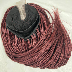 Cornrow Feeding Box Braids Braided Lace Front Wig Braid wigs Color Burgundy Red
