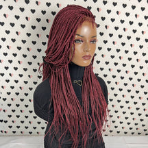 Ready To Ship Braided Wig Lace Frontal Small Box Braids Lace Front Wig 24 Inches