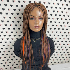 Box Braid Lace Closure Braided Wig Braids Lace Front Wigs Multi Mixed Color