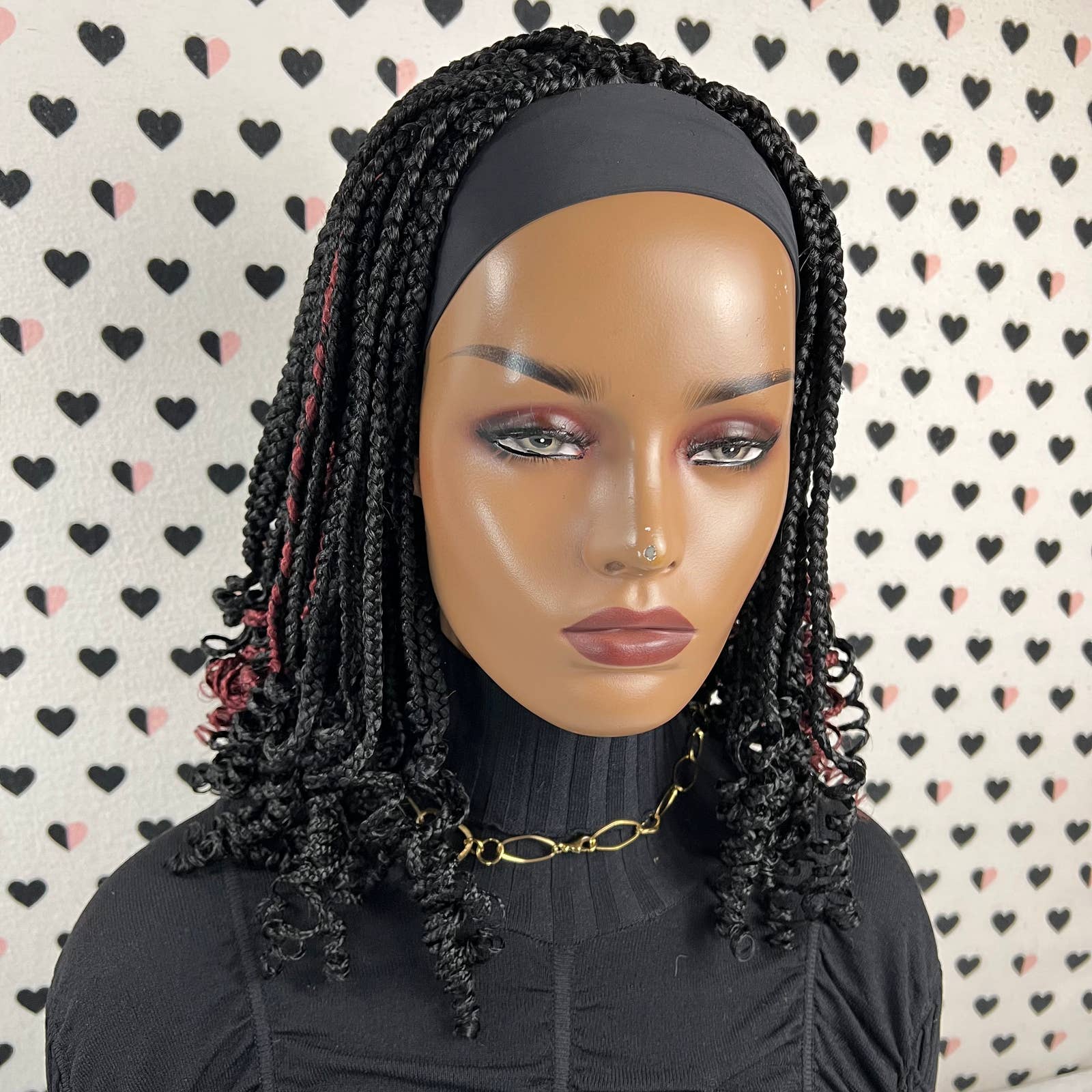 Rizos Cortos Trenzas Rizadas Diadema Peluca Trenzada Banda Para La Cabeza Peluca Caja Trenza 1b / Rojo