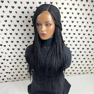 Tiny Box Braid Pelucas delanteras de encaje trenzado con trenzas pequeñas para mujeres negras 22 pulgadas