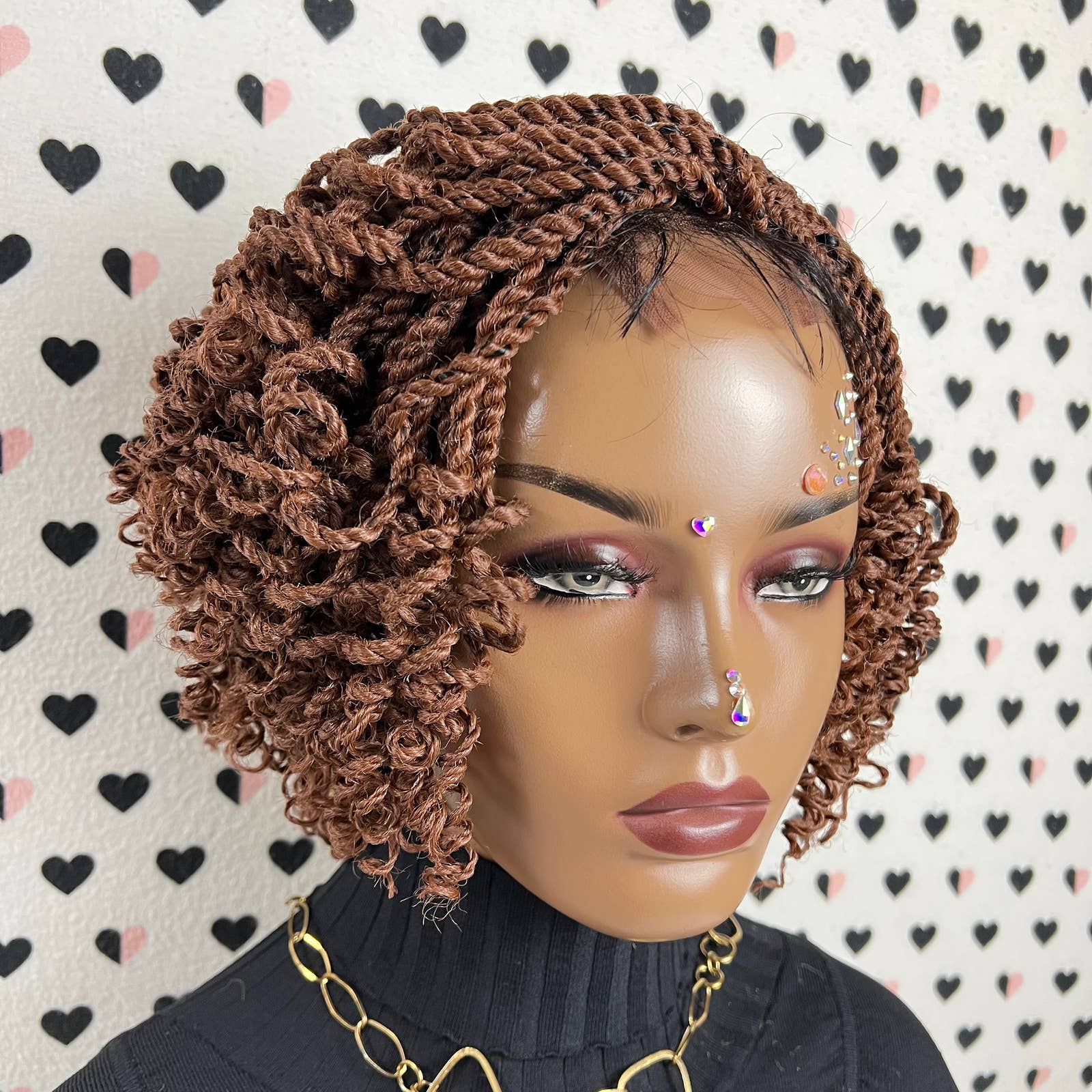 Short Curly Twist Senegalese Twisted Braids Curls Braided Lace Wig Color 30