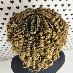 Short Curls Curly Box Braids Braided Lace Front Wig For Black Women Colors 27 Golden Blond Mixed With Black