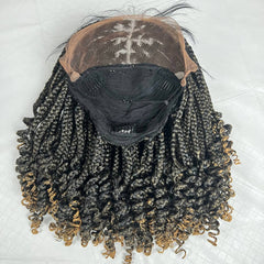 Peluca trenzada hecha a mano del frente del cordón de la trenza hecha a mano frontal del cordón 13x4 con los rizos 27 Ombre