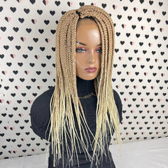 Short Box Braid Braided Wig Braids Lace Front Wigs Color 27/613 Ombre 18 inches