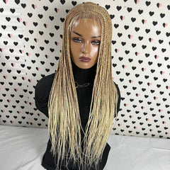 C Cut Cornrow Feedin Box Trenzas Trenzas Delanteras De Encaje Trenzado Pelucas Color 27/613 Ombre