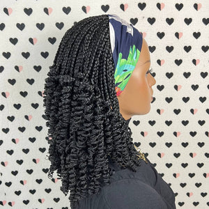 Peluca con diadema, peluca con rizos cortos, trenzas rizadas, pelucas trenzadas para mujeres negras
