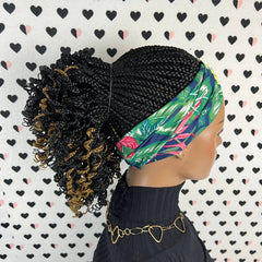 Peluca con diadema, banda para la cabeza trenzada, caja rizada, trenzas y pelucas para mujeres negras con rizos