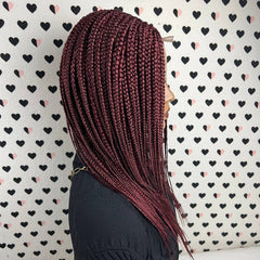 Short Box Braid Braided Big Braids Lace Front wig Color 39 Burgundy Red 14 inche