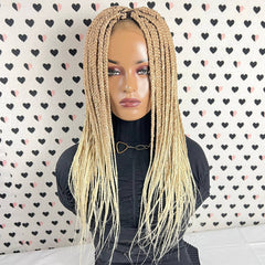 Peluca trenzada Caja Trenzas Pelucas delanteras de encaje para mujeres negras Color 27/613 Ombre