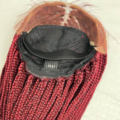 Pelucas trenzadas del frente del cordón de la peluca de las trenzas de la caja frontal del cordón 13x4 para las mujeres negras rojas