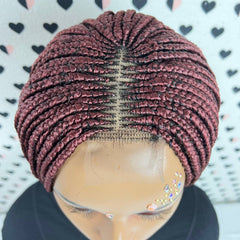 Cornrow Feeding Box Braids Braided Lace Front Wig Braid wigs Color Burgundy Red