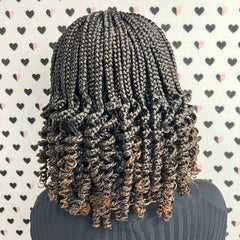 La peluca trenzada del frente del cordón de la trenza hecha a mano frontal del cordón 13x4 con los extremos rizados colorea el ombre 1b/30